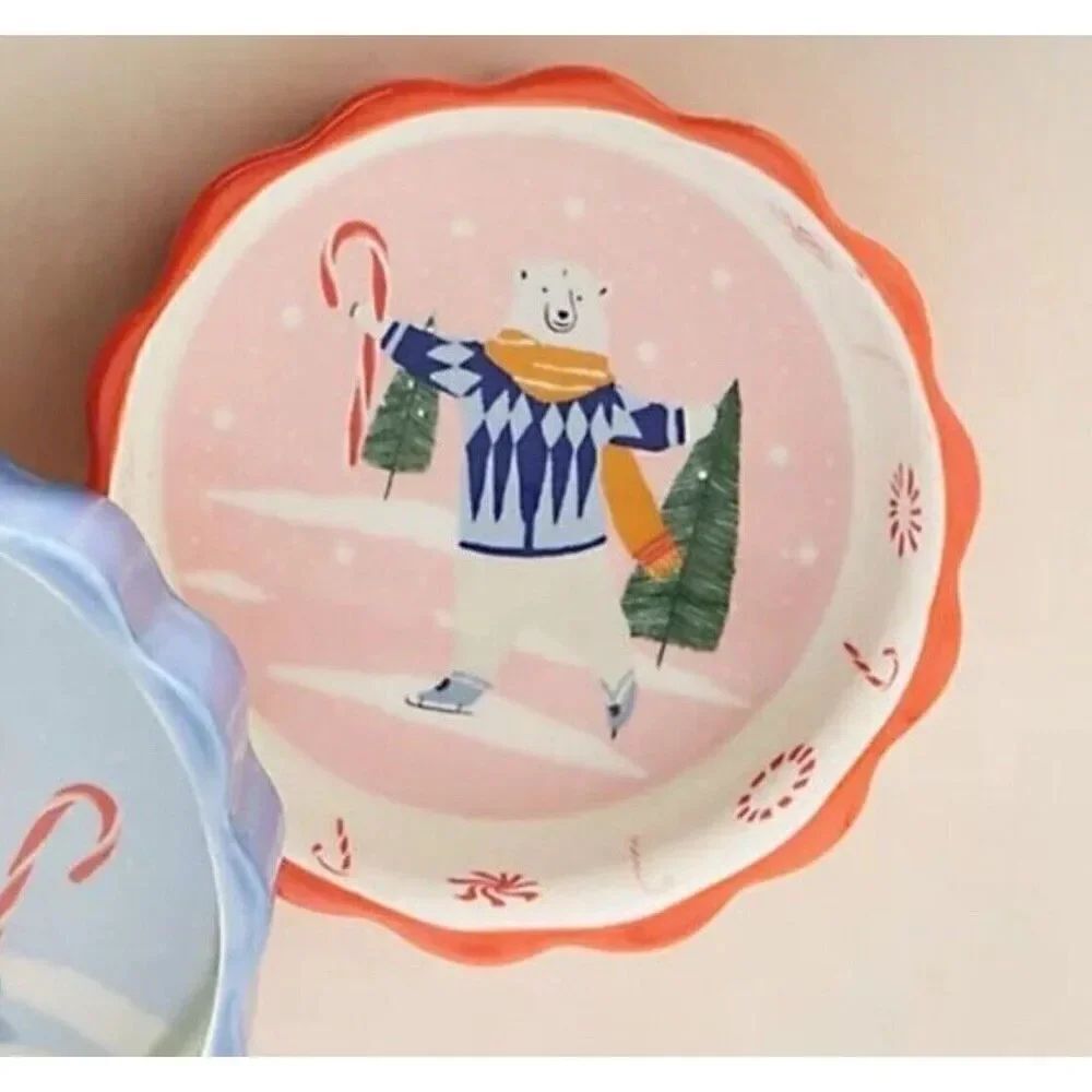 Anthropologie George & Viv Verry Merry Ramekin Red Polar Bear Cane Tree NEW